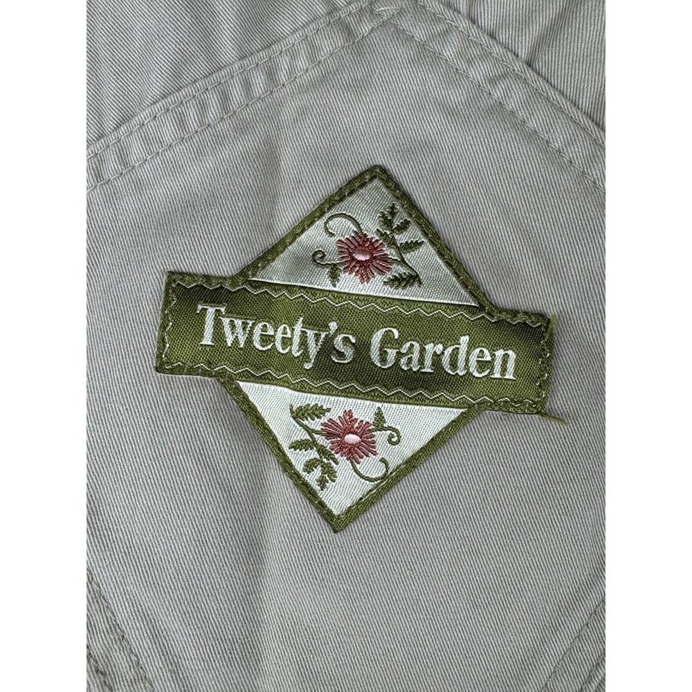 Vintage 1999 Warner Bros Tweety Bird Overalls Tan Wide Leg Carpenter Womens S - Picture 4 of 14